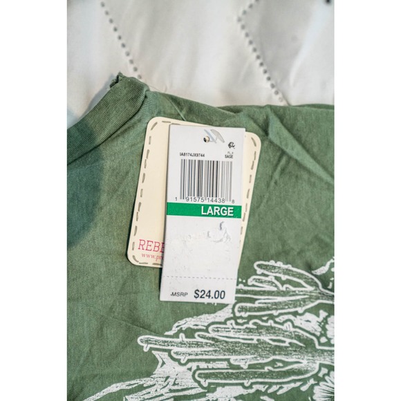 Rebellious One Women's Wanderer Cotton Graphic Tank, Sage, Sz L - Picture 4 of 4